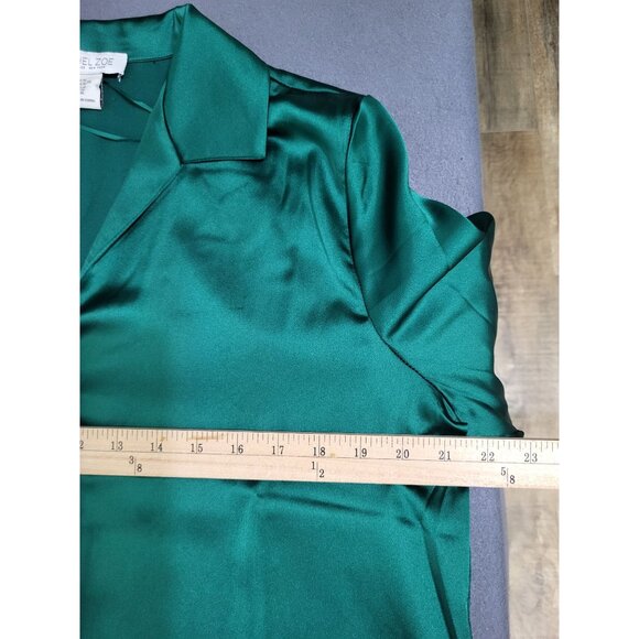 Rachel Zoe XL Satin Green Button Down Blouse Holiday Glam Jewel Tone Secretary - Picture 6 of 8